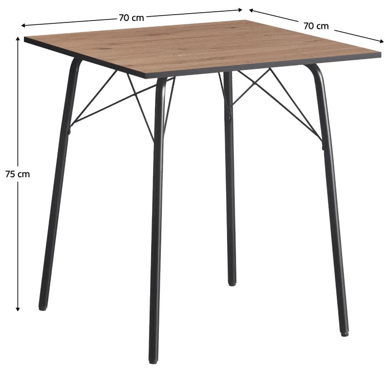 Masa dining, stejar artisan   neagra, 70x70x75 cm, NALAK TIP 1