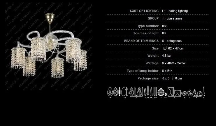Lustra 6 brate cristal Bohemia L11 085/06/6