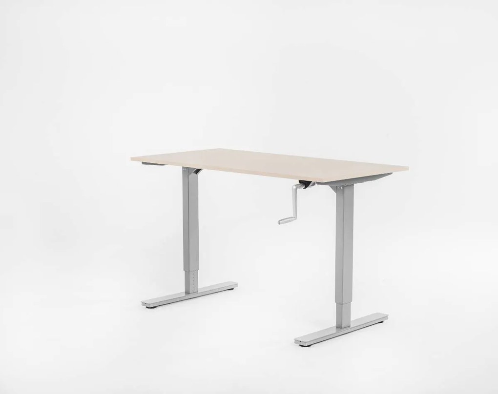 Birou reglabil manual, control cu manivelă, 80 kg - Standard - 1200x650x18 - Alb - Negru