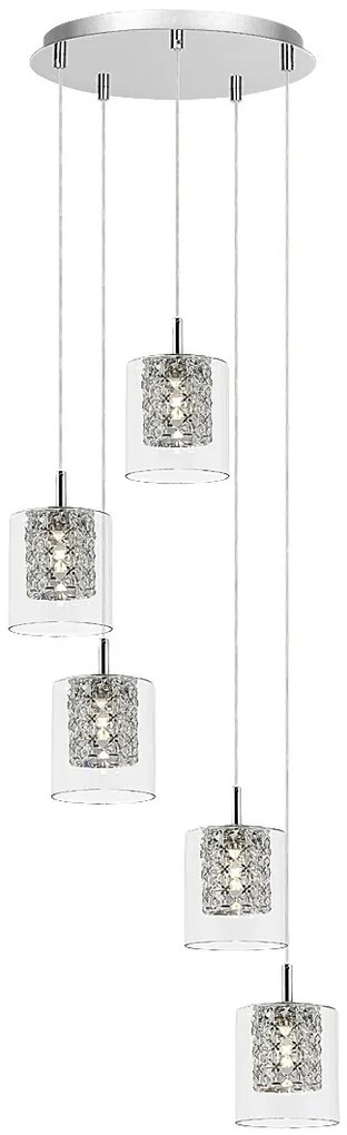 Lustra cu 5 pendule design elegant Duchess crom