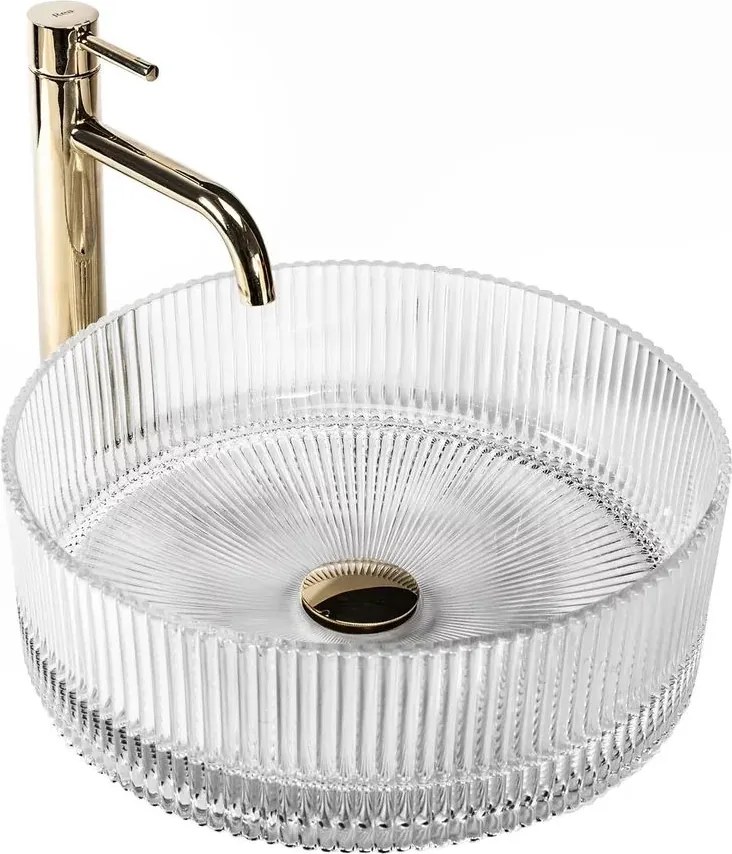 Lavoar pe blat Rea Ingrid sticla securizata rotund 36 cm transparent lucios