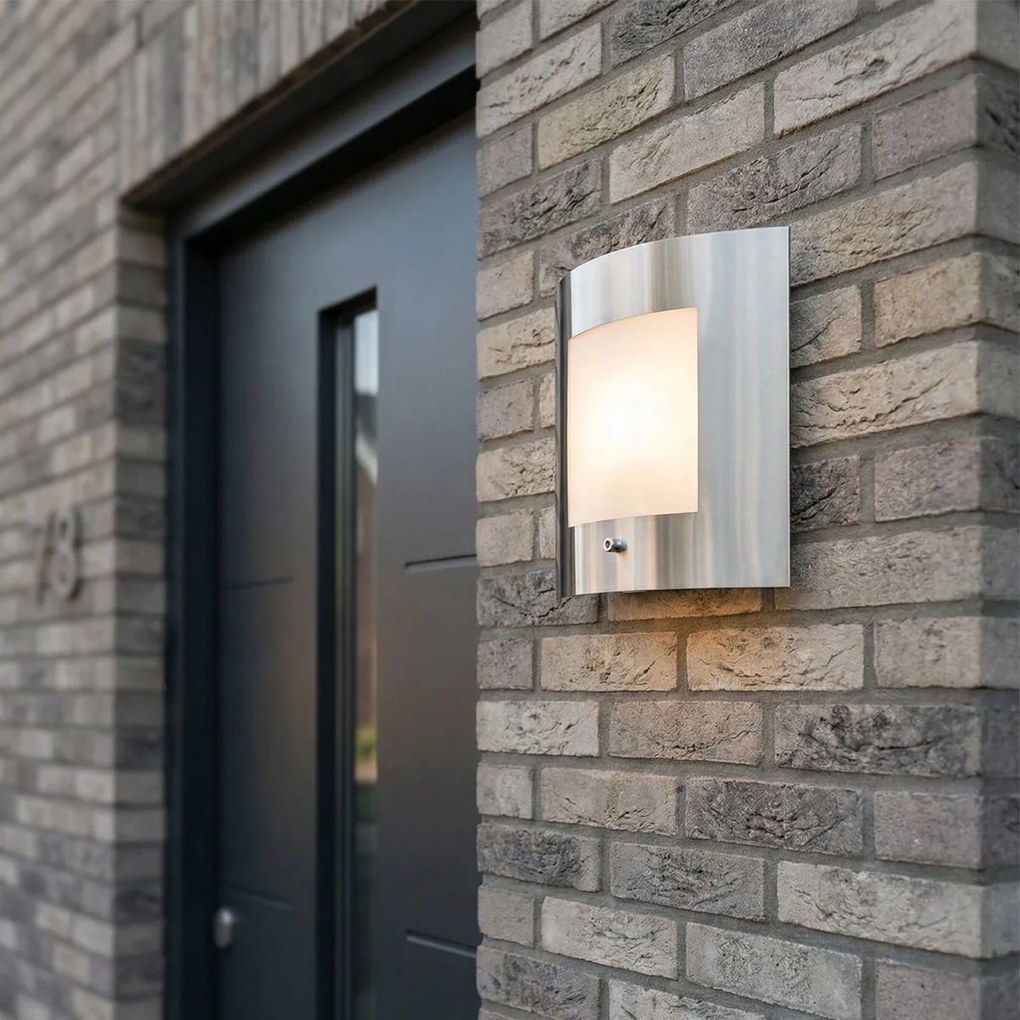 Lampă de perete exterioară din oțel IP44 cu senzor de amurg - Emmerald