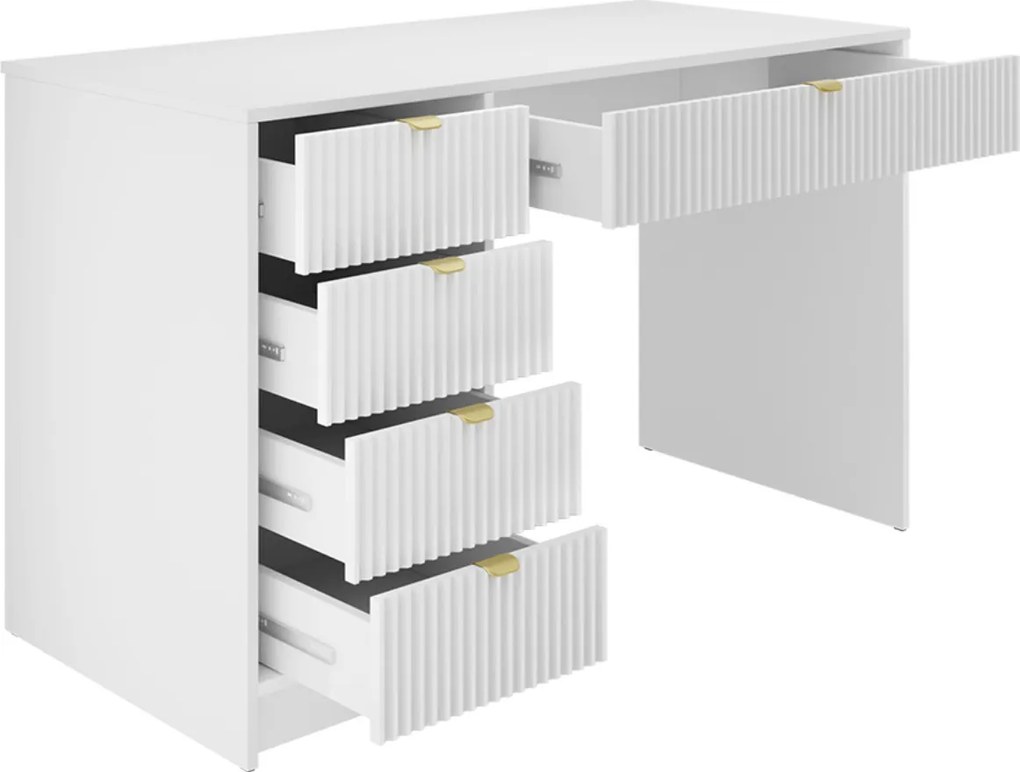 SEA93 - Set Masa Alba toaleta cu riflaj, 120 cm, cosmetica, masuta machiaj, oglinda cu LED cu sau fara Priza, cu sau fara scaun