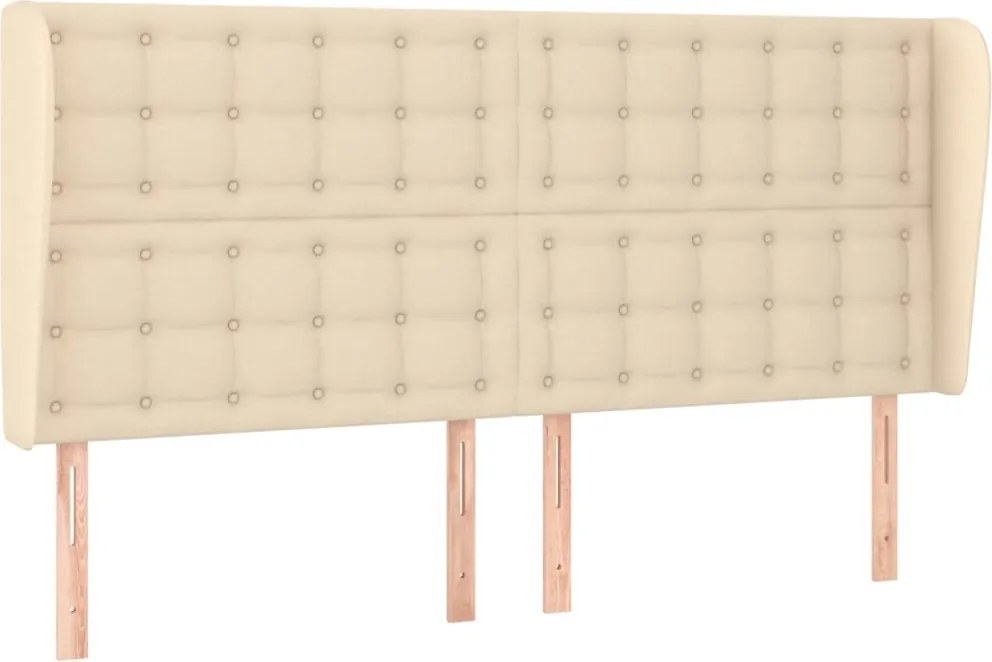 vidaXL Tăblie de pat cu aripioare, crem, 203x23x118/128 cm, textil