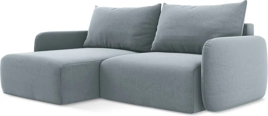 Colțar albastru extensibil/cu spațiu de depozitare cu tapițerie din catifea (cu colț pe partea stângă/cu șezlong) Kalena – Makamii