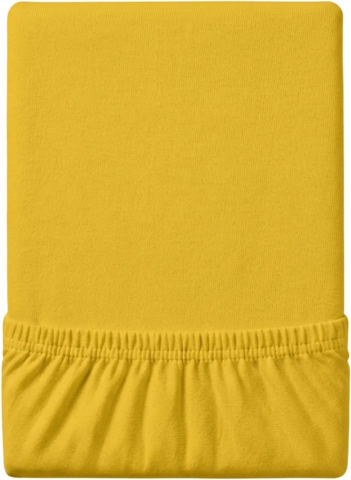 Cearsaf Jersey EXCLUSIVE cu elastic galben mustar 200 x 220 cm