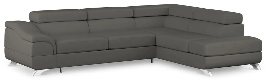 Coltar extensibil Onyx, colt pe partea dreapta cu tapiterie din piele ecologica, gri
