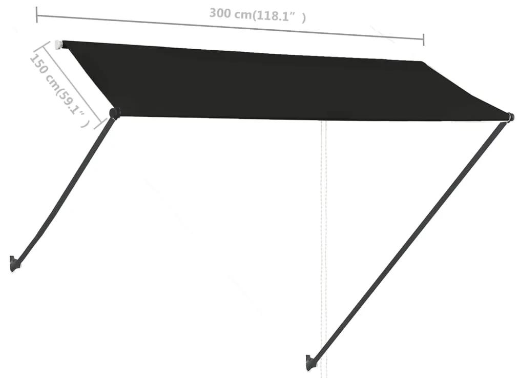 Copertina retractabila cu LED, antracit, 300 x 150 cm Antracit, 300 x 150 cm