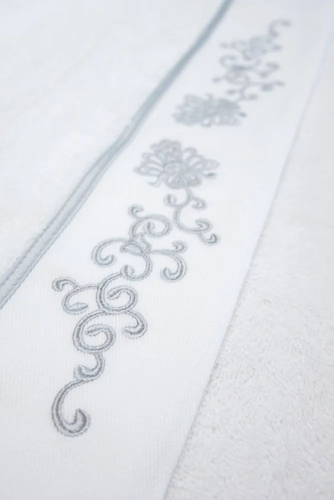Prosop DIARA 50x100 cm Alb – Broderie gri
