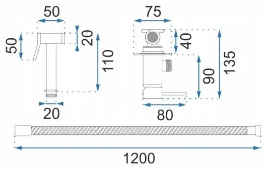 REA-B8979 - Baterie bideu LUNGO cu duș, montaj încastrat, auriu