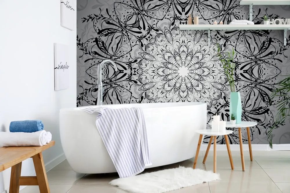 Tapet rozetă în design alb-negru