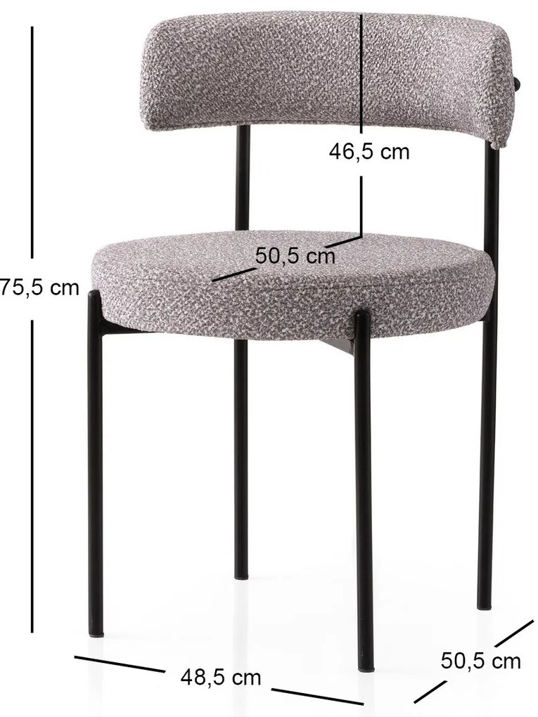 Set 2 buc. scaune bucătărie Gindera (Negru + gri). 1127581