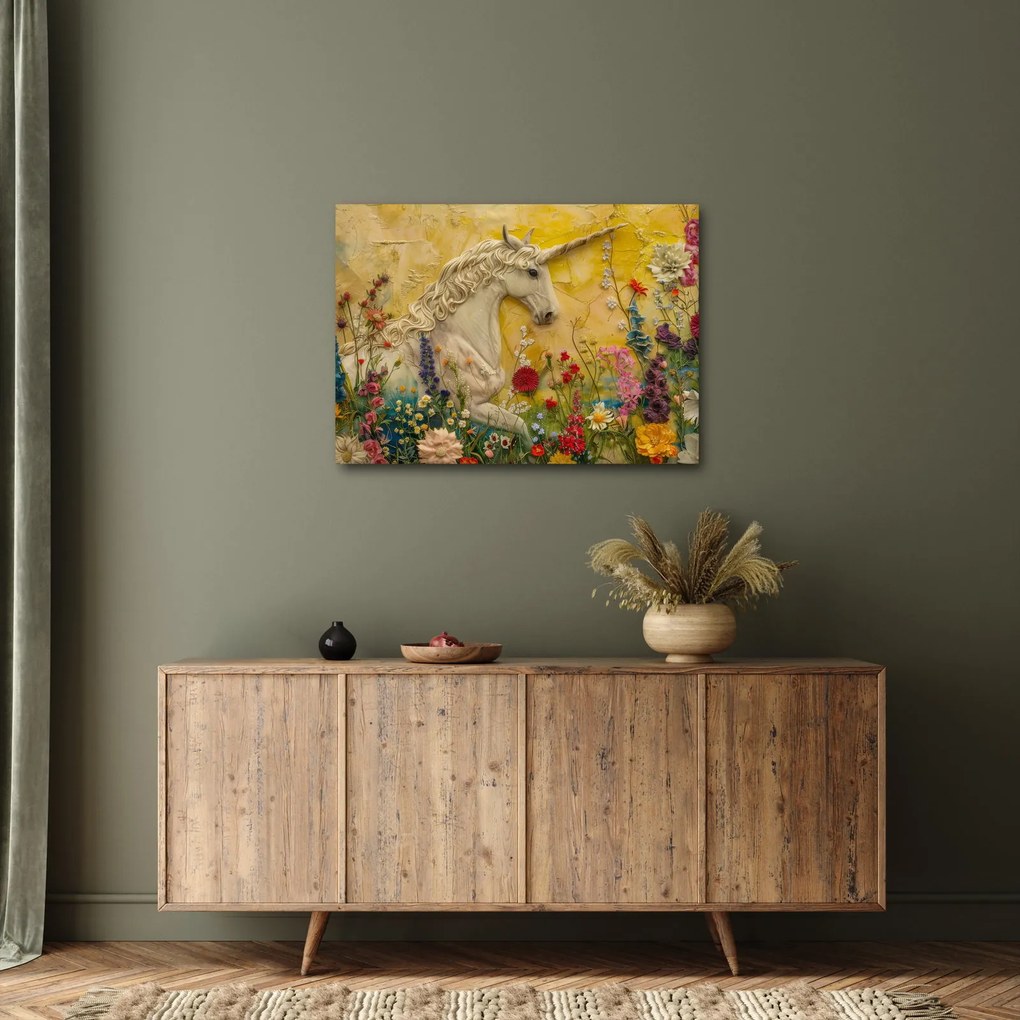 Tablou - Unicorn cu flori (70x50 cm)