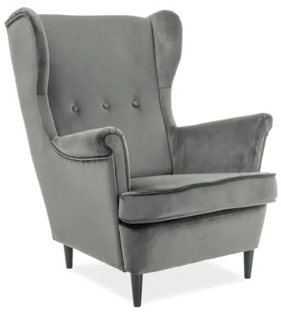 Fotoliu tapitat catifea Culoare Gri / Wenge, LORD VELVET