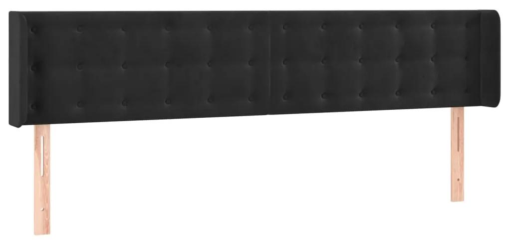 3119264 vidaXL Tăblie de pat cu aripioare negru 183x16x78/88 cm catifea