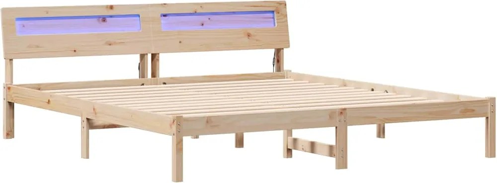 vidaXL Cadru de pat cu headboard Maro 200 x 200 cm Lemn de pin masiv