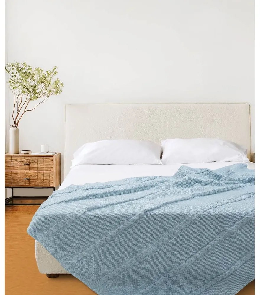 Cuvertură albastră 200x220 cm Trenza – Oyo Concept