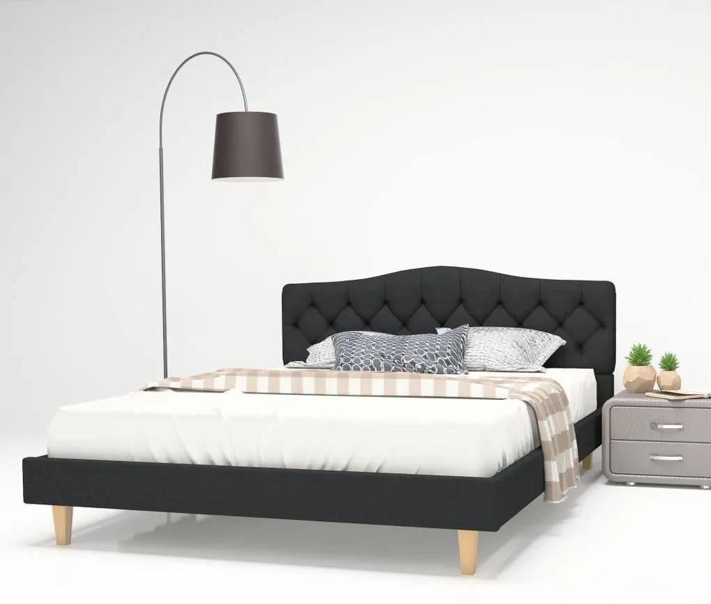 245532 vidaXL Cadru pat, bază șipci, material textil, 140x200 cm, gri închis