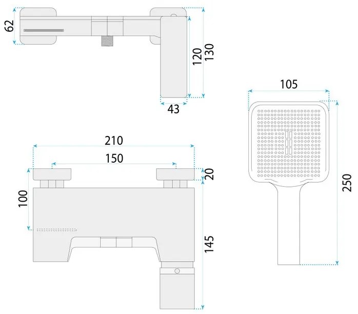 Baterie pentru cada REA Joe auriu periat