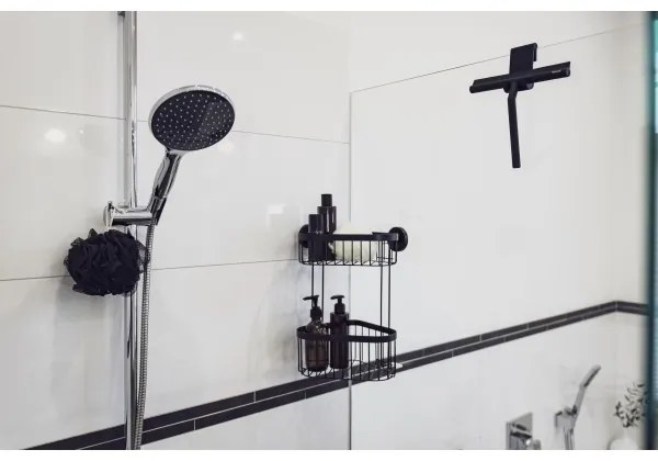 WENKO 24171100 - Racletă pentru duș MOLA 21x24,5 cm inox/negru