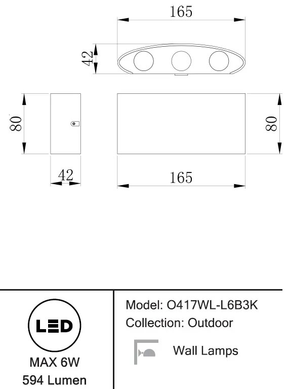 Aplica de perete exterior cu iluminat arhitectural IP54 LED Strato negru