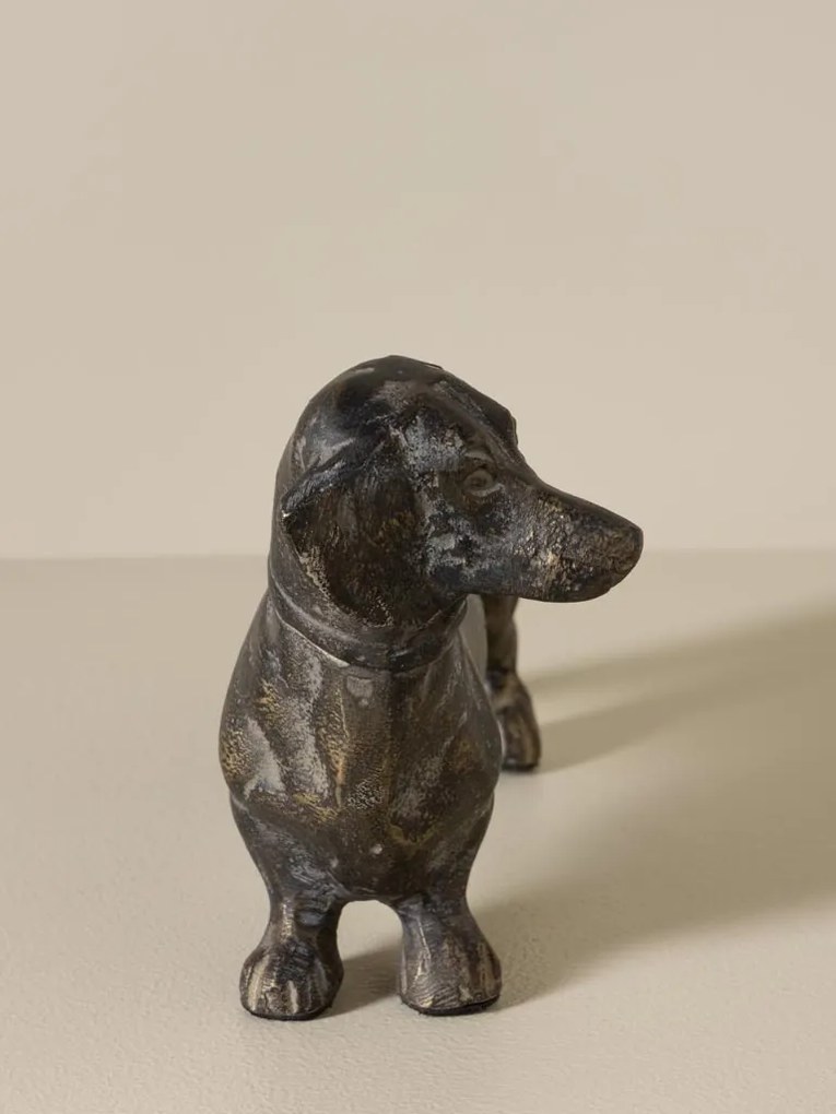 Decorațiune câine Teckel din aluminiu, H15 cm