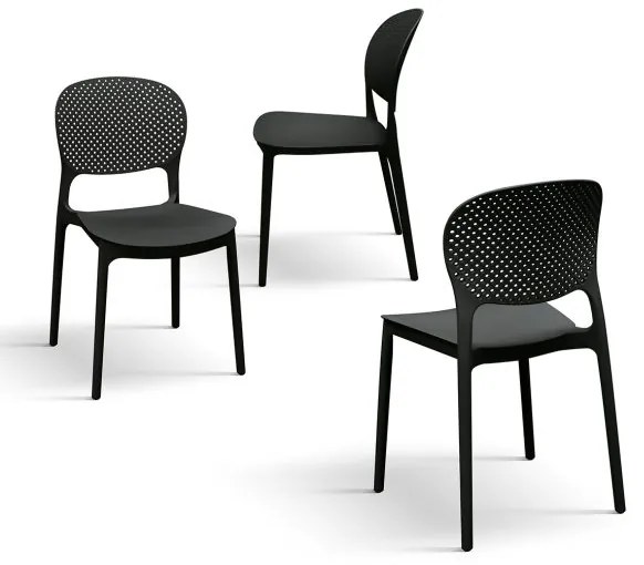 PAZZO DESIGN Set de 4 scaune Anita Negru din polipropilenă | Aosom Romania