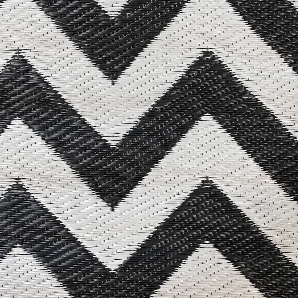 Covor de exterior, cu doua fete, 180x120 cm, alb-negru