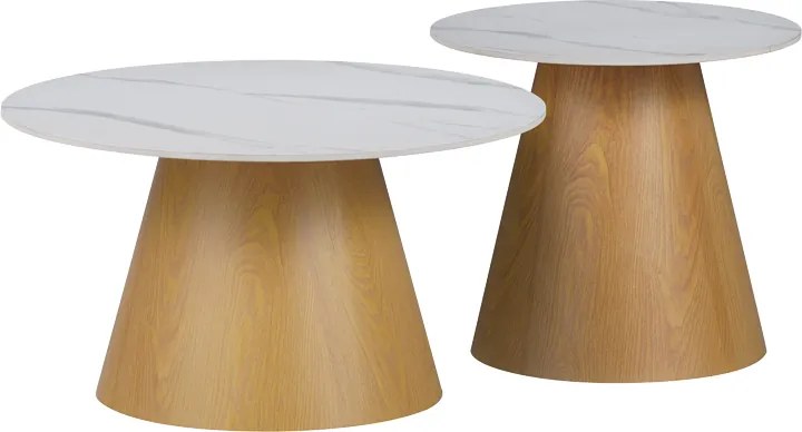 Set 2 Masute Cafea Sollar Piatra Sinterizata Finisaj Marmura