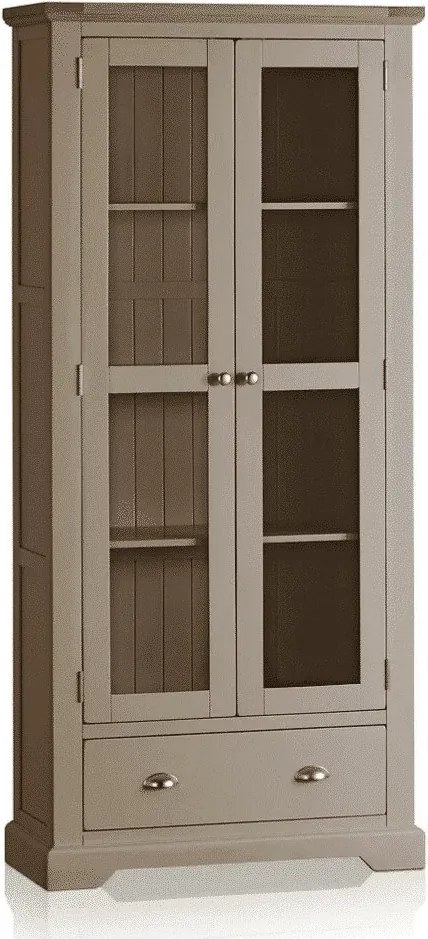 Vitrină lemn masiv gri Ives II Personalizabilă, 87 × 36 × 189 cm