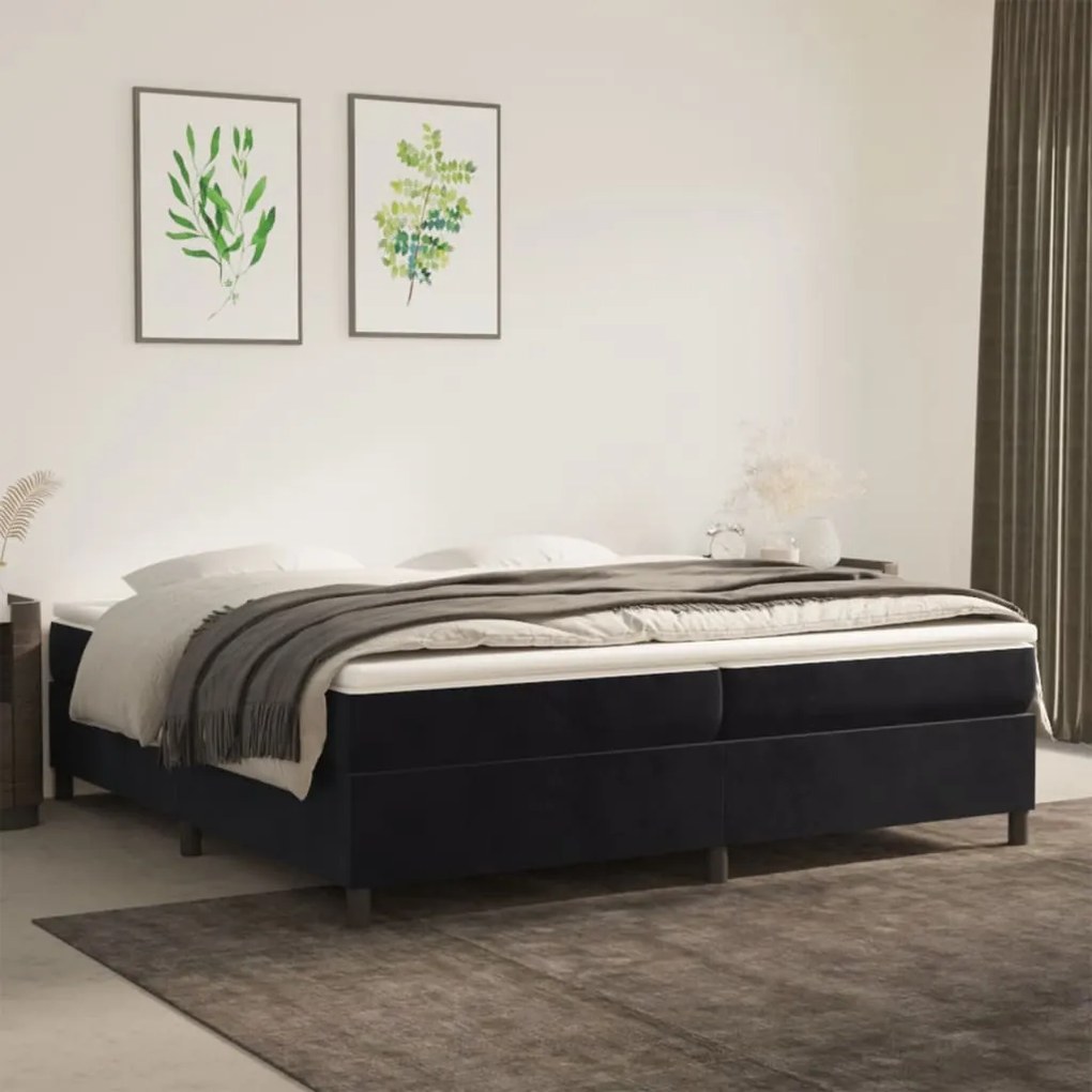 3121140 vidaXL Cadru de pat box spring, negru, 200x200 cm, catifea