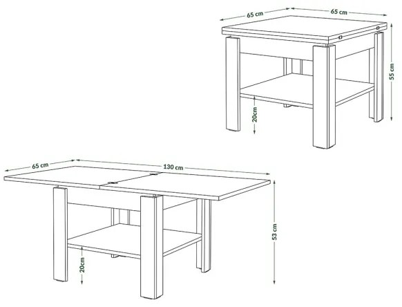 Măsuță de cafea pliabilă cu raft LIA alb