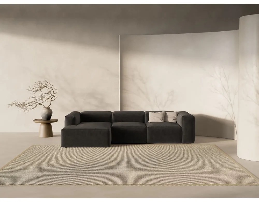Colțar negru (cu colț pe partea stângă/cu șezlong) Bergamo – Cosmopolitan Design