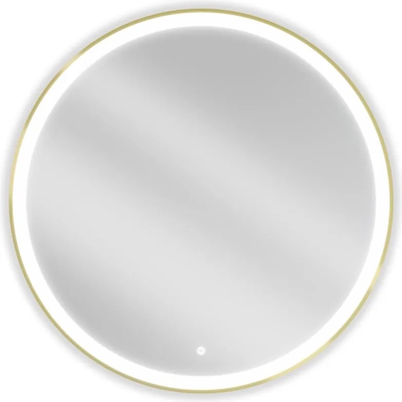 Mexen Esso oglindă de baie iluminată, rotundă 90 cm, LED 6000K, anti-abur, ramă aurie - 9825-090-090-611-50