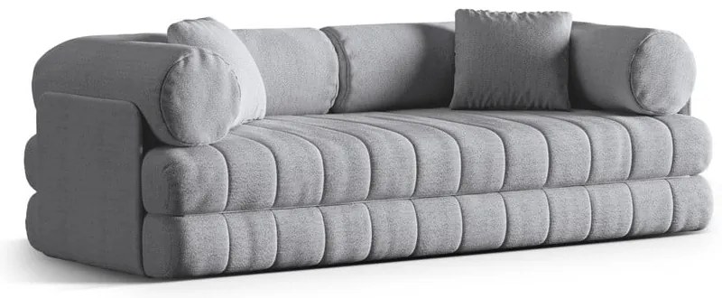 Canapea gri deschis extensibilă cu tapițerie din țesătură bouclé 206 cm Kemi – Cosmopolitan Design