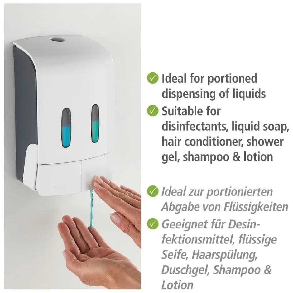 Dozator de săpun lichid alb de montat pe perete din plastic 0.96 l Tartas – Wenko