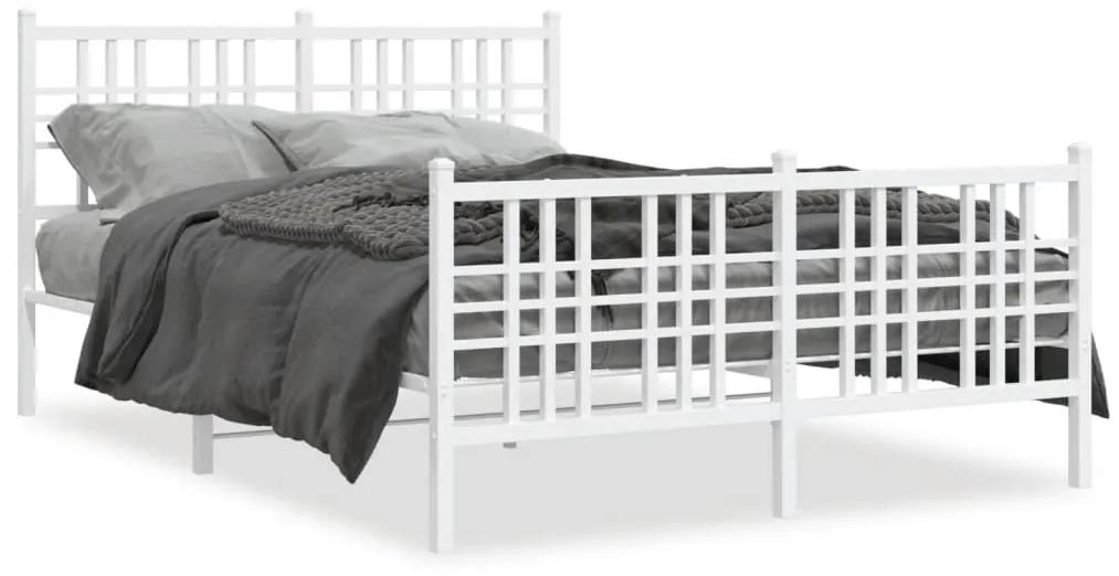376389 vidaXL Cadru de pat metalic cu tăblie, alb, 120x200 cm