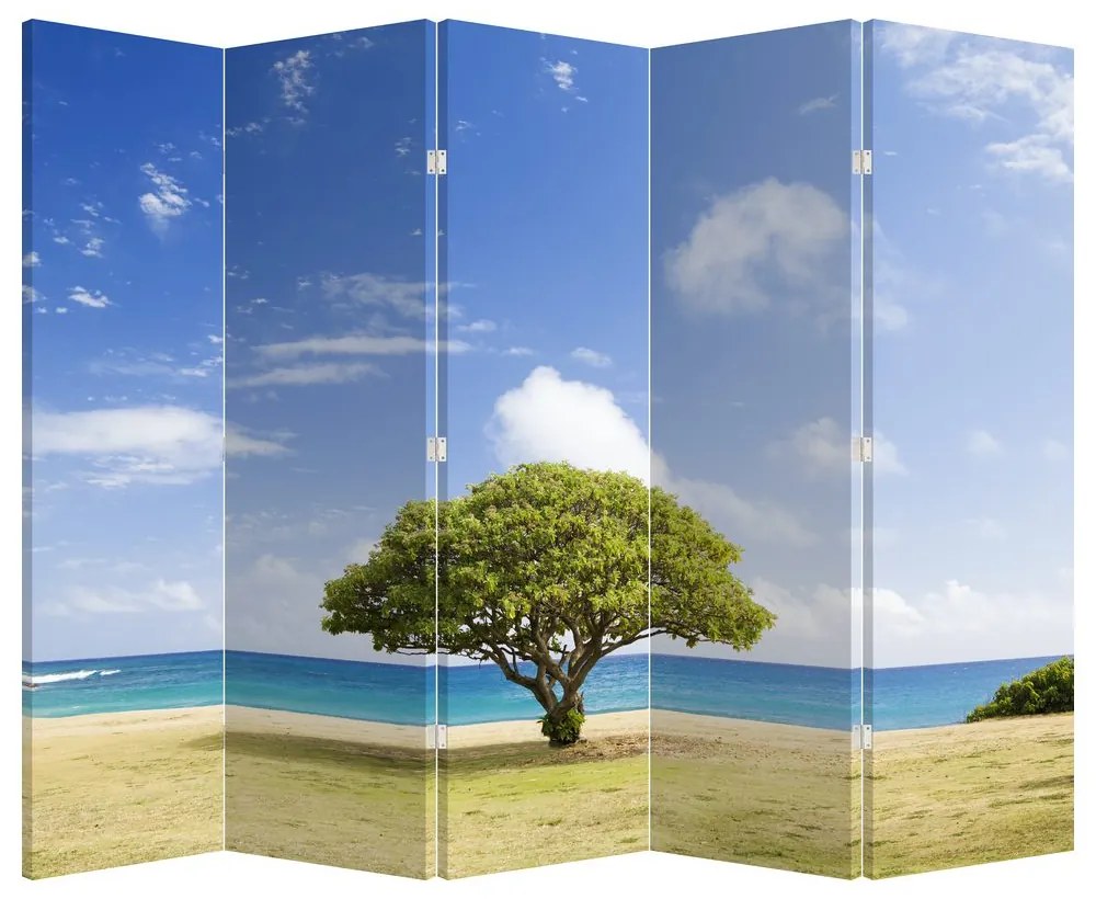 Paravan - Plaja cu copac (210x170 cm)