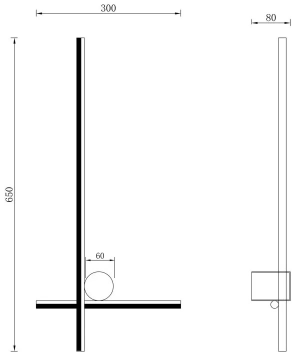 Aplica de Perete LED, Desing Liniar, Negru, 4000K MILL