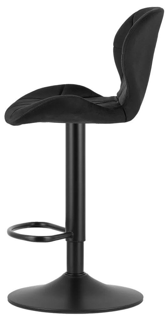 Scaun de bar cu picior negru WEST VELVET, negru