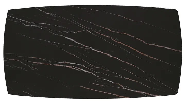 MIRABELLE-MASA BLAT ROTUNJIT CERAMICA NEGRU CU AURIU MAT EXTENSIBILA -PICIOR METALIC BRONZ 160 cm/ 90 cm