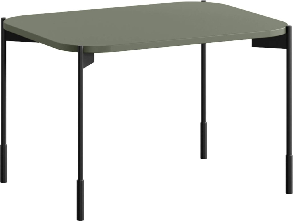 Măsuță de cafea dreptunghiulară Sonatia 70 cm cu picioare metalice - verde măsliniu