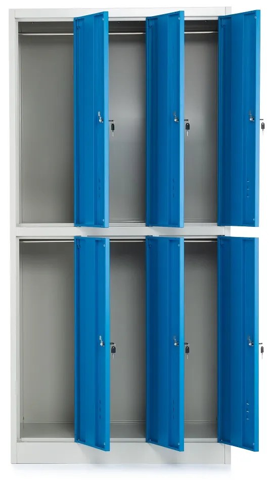 Dulap metalic - 6 cutii, 90 x 45 x 185 cm, incuietoare cu cilindru, albastru - ral 5012