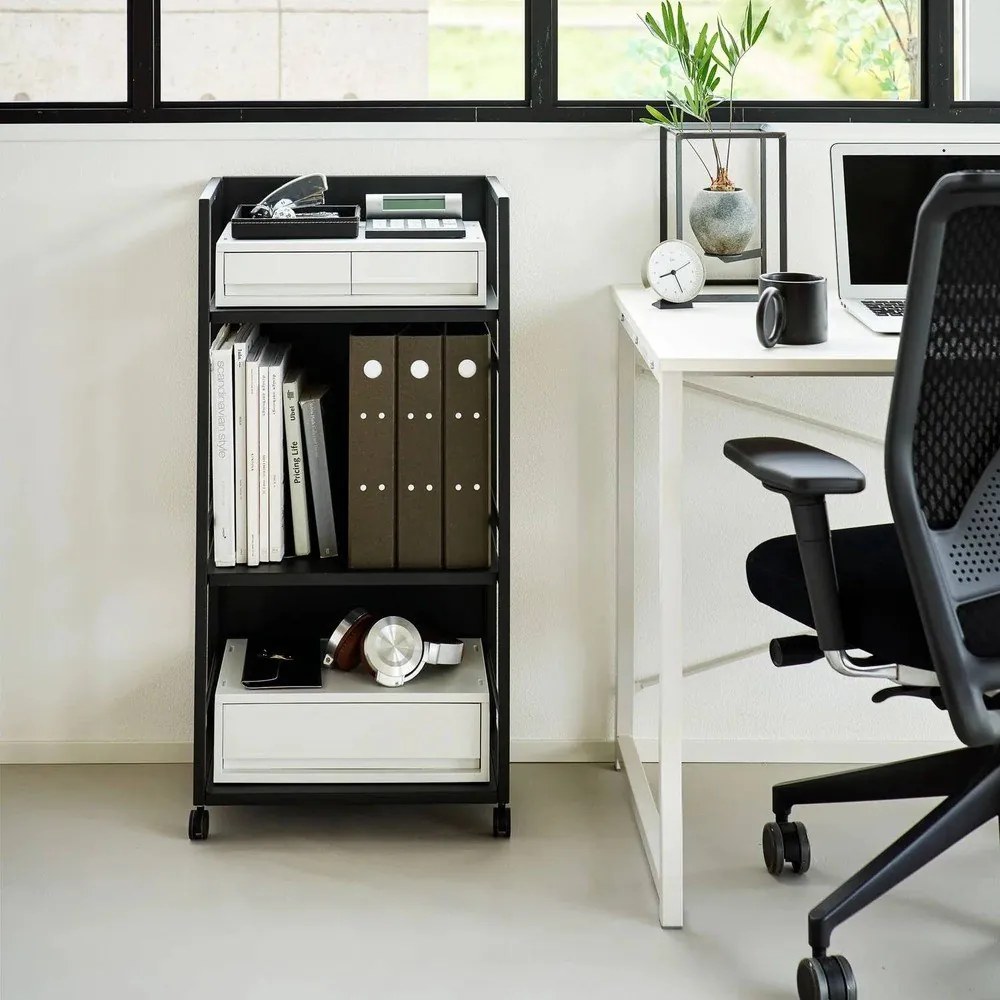 Etajeră pe roți neagră din metal 42x84,5x32 cm Tower – YAMAZAKI