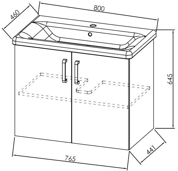 Set mobilier baie (masca cu 2 usi si lavoar) Kolpa San Evelin 80 cm, alb