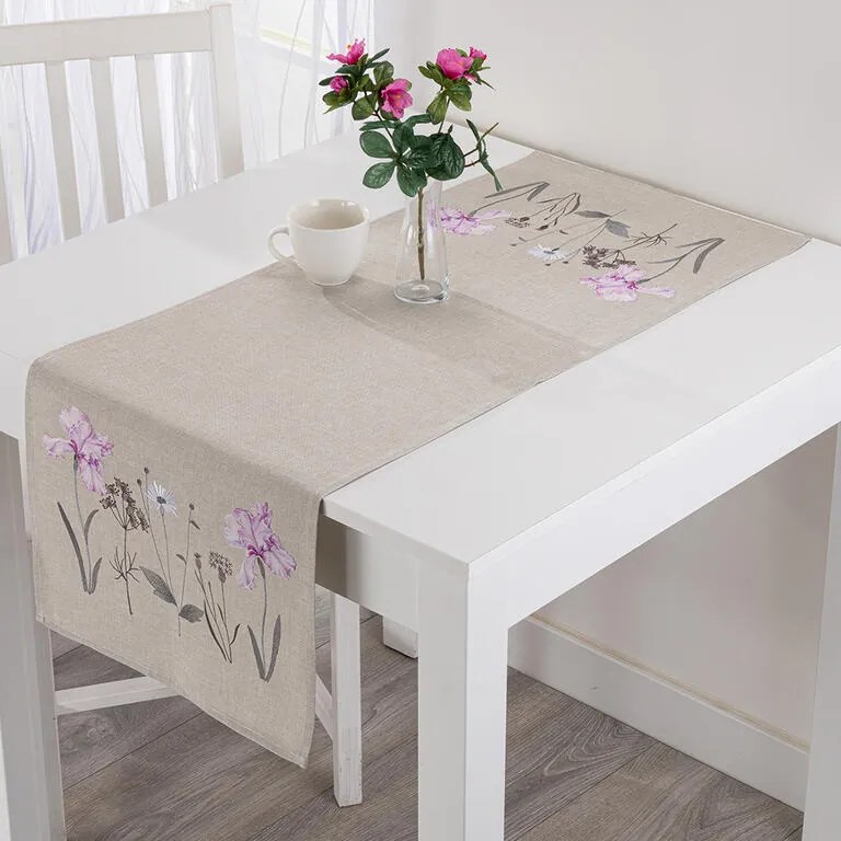 Traversă de masă brodată STÂNJENEL MOV 40 x 110 cm