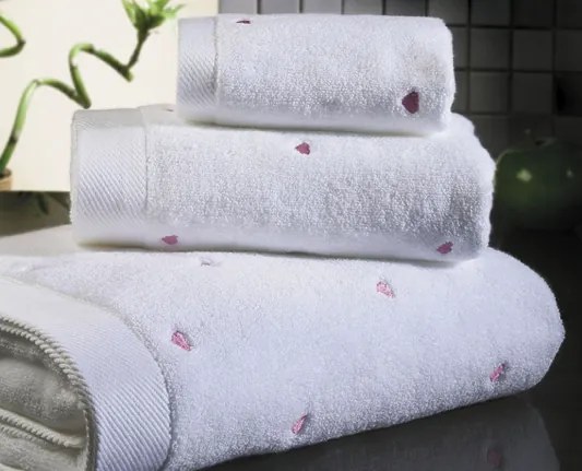 Prosop MICRO LOVE 50x100 cm Alb / inimioare lila
