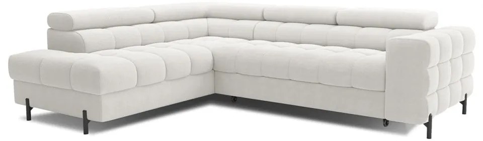 Colțar crem extensibil/cu spațiu de depozitare cu tapițerie din țesătură bouclé (cu colț pe partea stângă/în formă de ”L”) Ferucce – ELTAP