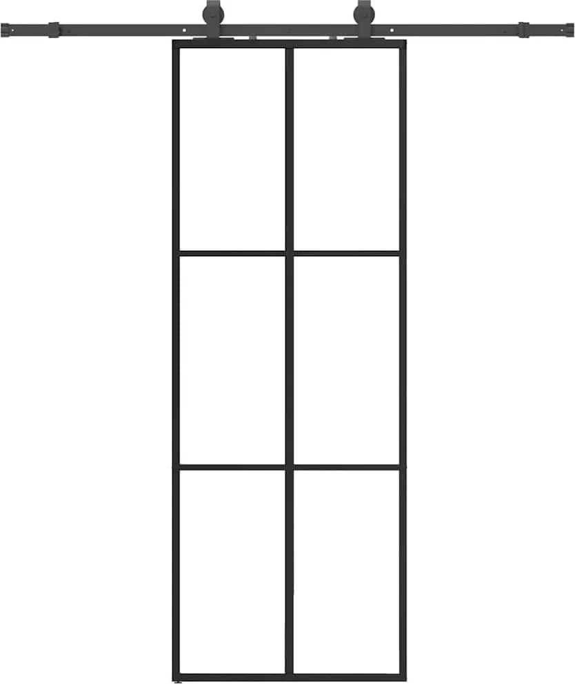 vidaXL Ușă glisantă cu set de feronerie neagră 76x205 cm Sticlă ESG