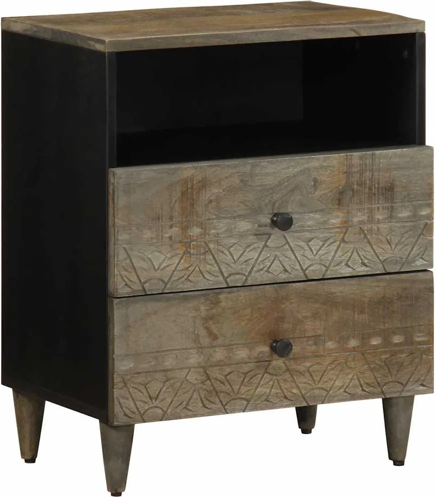 vidaXL Noptiera gri deschis 50x33x60 cm lemn masiv de mango